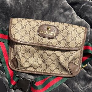 GG Supreme Monogram Neo Vintage Web Belt Bag Brown